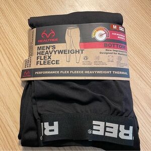 Realtree Men's Black Flex Fleece thermal pant size medium